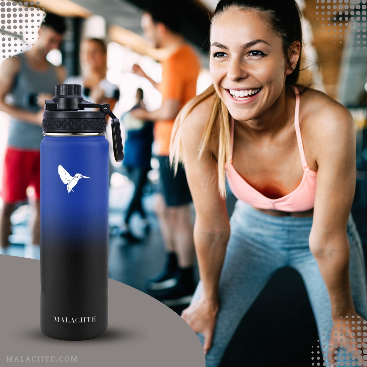 MALACIITE 22 oz Insulated Water Bottle (Green) - Stainless Steel Water Bottles - Water Bottles for School - Metal Water Bottles - Thermos Kids Water Bottle for School - Thermos Water Bottle